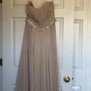 Champagne colored long dress with beaded  belt